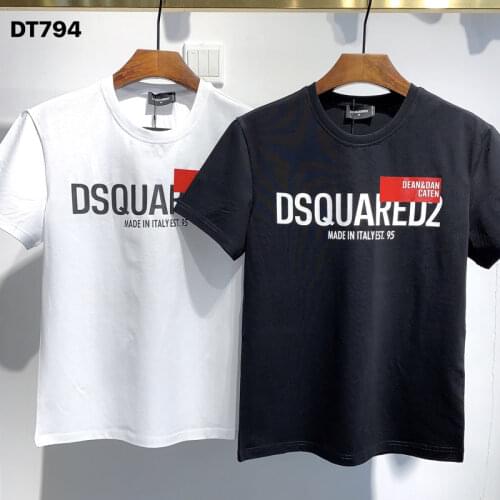 DSQ2- Classic Men Women Cotton T-Shirt Letter Printed Crew Neck Short Sleeve Shirt Hip-Hop Dsquared2 1964 Style DT794