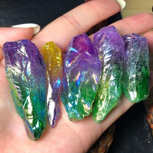Rainbow Titanium Treated Quartz Wand Himalaya Crystal Quartz Point Present Love Gift Jewelry Accessory