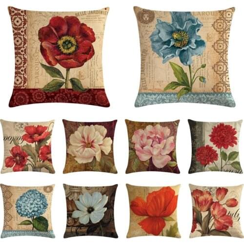 RUBYLOVE Beautiful Flower Rose One Side Printing Home Decor Sofa Car Seat Decorative Cushion Cover Pillow Case