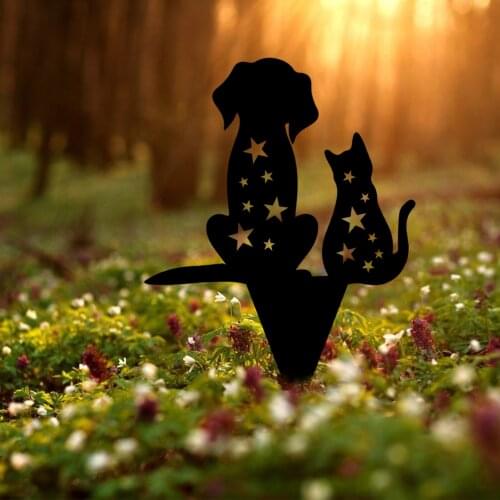 Garden Iron Cat Decoration Metal Cat Garden Art Stakes Black Cat Silhouette Yard Decoration Repel Rodents Birds Rabbits #W0