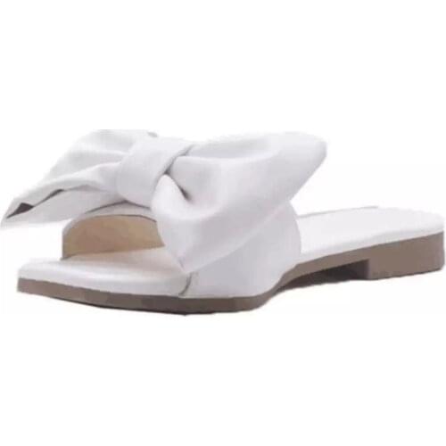 2021 Casual Slope Heel Sandals Summer Leather Ladies Shoes Fashion Shoes Bowknot Flat Bottom Fashion Beach Sandals Women