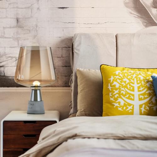 SGROW Modern Designer Table Lamp Cement Bracket Lights E27 Bulb Nordic Garden Bedroom Glass Decorative Led Lighting Fixtures