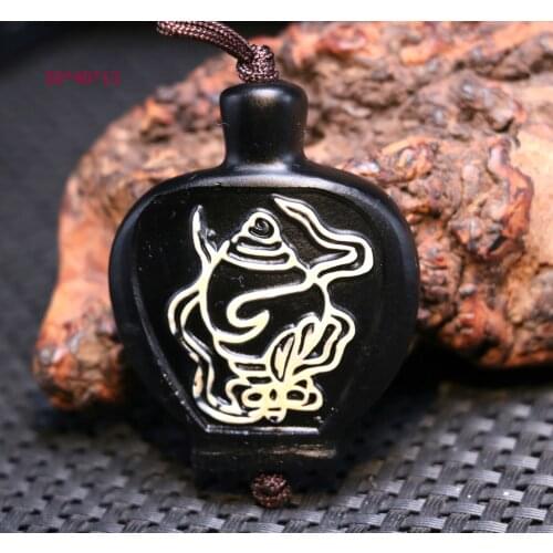 Treasure Power Magic Energy Tibetan Old Agate Immortals Elements Bottle Etched dZi Bead Pendant Timestown UPD1210A