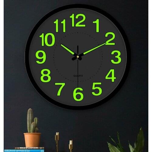 12 Inch Luminous Minimalist Wall Clock Modern Design White Quartz Simple Glowing Hanging Clocks Bedroom Living Room Decoration