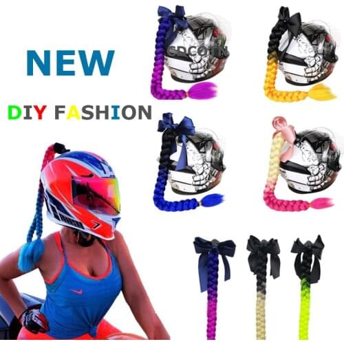 Car Motorcycle Helmet Decorations Ponytail Braid Motocross Full Face Off Road Helmet Butterfly Knot Hair Suction Cup Car Styling