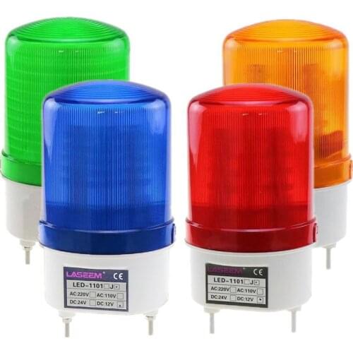 With voice Rotating rotary LED strobe Alarm Lamp light siren yellow blue red green LED warning light 12V 24V 110V 220V