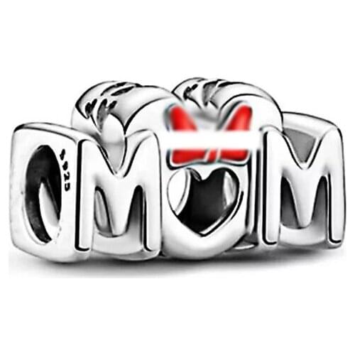 NEW 925 Sterling Silver Jewelry Pendant MOM Charm Beads Fit Europe Bracelet Accessories Making Mothers Day Gift for Women