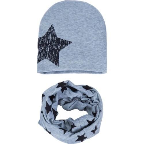 Winter Spring Baby Hat Scarf Set Cotton Boy Girl Hat Cap Big Star Print Kids Children Hats Newborn Bonnet Beanie Boys Caps