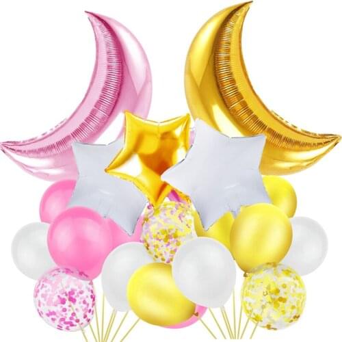 11pcs/set 36inch Moon 18inch Star Balloons DIY Foil Latex Confetti Ballons Kids Birthday Party Baby Shower Wedding Garden Decor