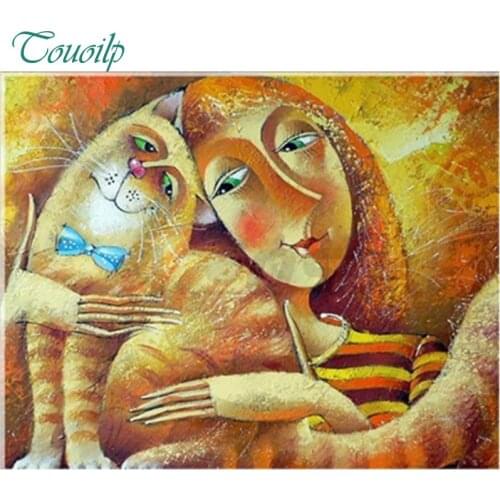 2018 new 5D diy round&square Diamond Painting Full Cartoon Cat With Women of Home Decorative Diamond Embroidery Kids Gifts