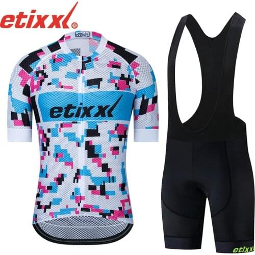 2021 etixxl Cycling Clothing Bike jersey Quick Dry Men Bicycle clothing summer Cycling Jersey bike shorts set camouflage