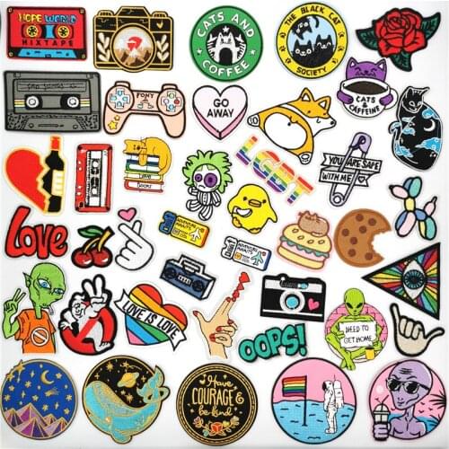 Anime Cartoon Patch for Clothing Animal Iron on Applique Cute Duck Badges on Kid Clothes Alien Sticker Corgi Embroidered Patches