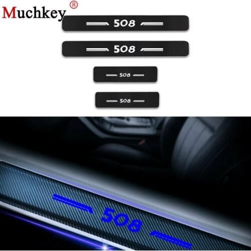 Auto Accessories For Peugeot 508 Car Door Plate Stickers 4D Carbon Fiber Vinyl Stickers Car Sticker Decal Auto Part 4Pcs