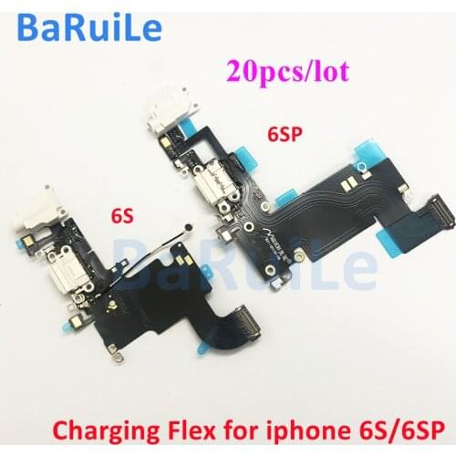BaRuiLe 20pcs Charging Port Dock USB Connector Flex For iPhone 6S Plus 6SP 6S+ Headphone Audio Jack Microphone Flex cable