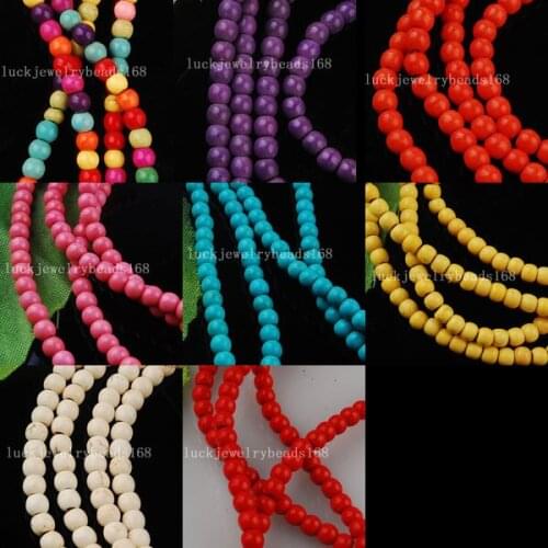 Free Shipping Fashion Jewelry Multicolor Howlite Ball Loose Beads 15.5" WFH004