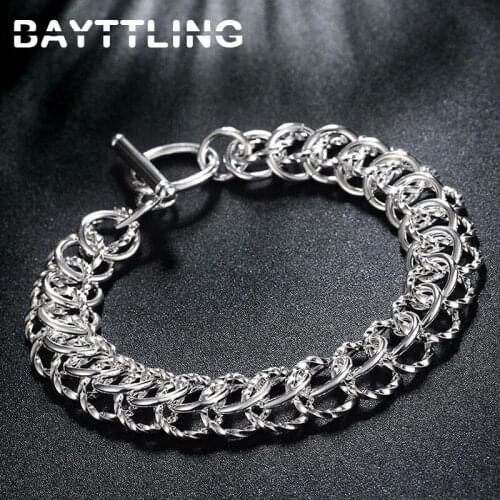 BAYTTLING 925 Silver New 8 inch Shiny Multi-Circle Fashion Bracelet For Woman Wedding Jewelry Couple Gift