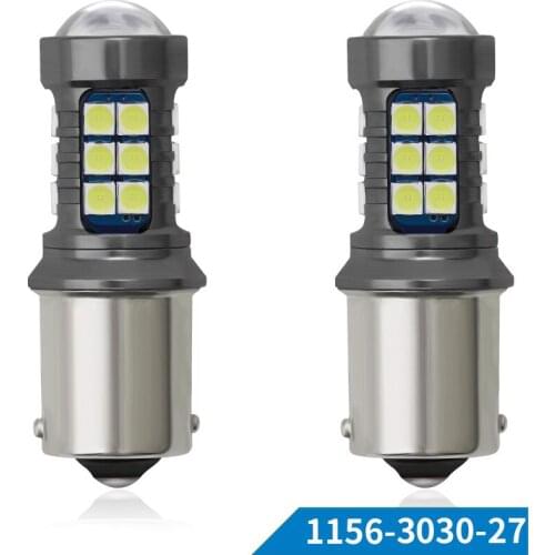 DHL 200Pcs Car LED Bulbs T15 W16W WY16W Auto Backup Reserve 3030 27SMD 1156 Auto Tail Brake Lamp Canbus No Error White 6000k 12V