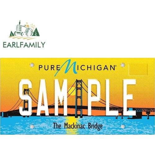 EARLFAMILY 25cm x 8.7cm for Michigan License Plate Car Stickers Motorcycle Helmet Decoration Creative Vinyl Car Wrap Decal