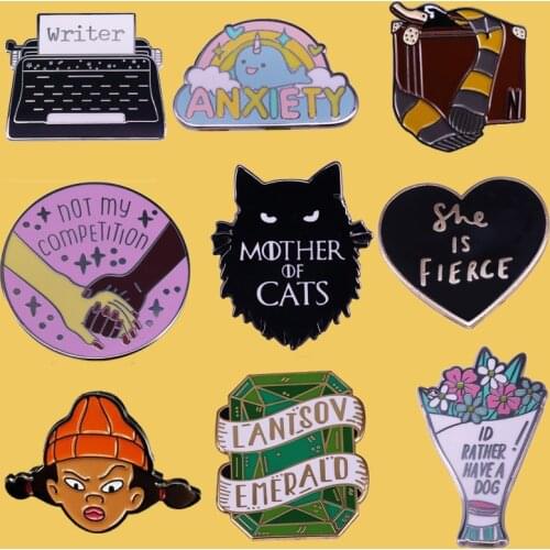 SP206 Feminism Cartoon 90s Enamel Pins Hot TV Series Brooches Collar Lapel Pin Badge Plants Jewelry Gift for Kids Friends