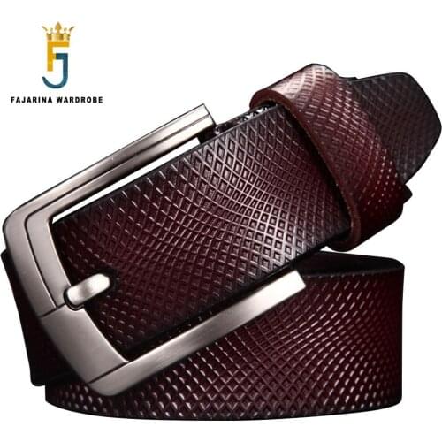 FAJARINA Mens Quality Plaid Pattern Genuine Leather Belt Casual Styles Design Cowhide Belts for Men FashionAccessories N17FJ581