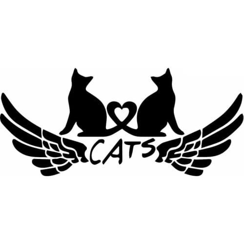 17.8CM*8CM Cat Gadgets Wings Car Stickers Bumper Window JDM Funny Car Styling Decoration Black Sliver C8-1134