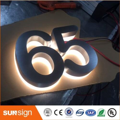 H15cm one letter Durable aluminum halo-lit gatehouse house numbers for ourtdoor used digital house numbers mounted on the wall