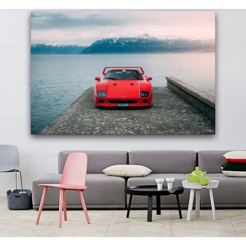 Ferraris F40 Red Car Classic Supercar Posters Modern Wall Art Picture Canvas Prints Paintings for Living Room Decor