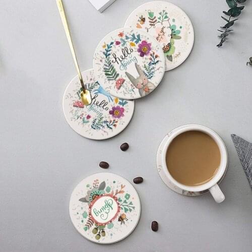 4Pcs Round Coasters for Drinks Absorbent,Coaster with Cork Scratch Protection for Cups and Glasses,Drink Coaster-ABUX