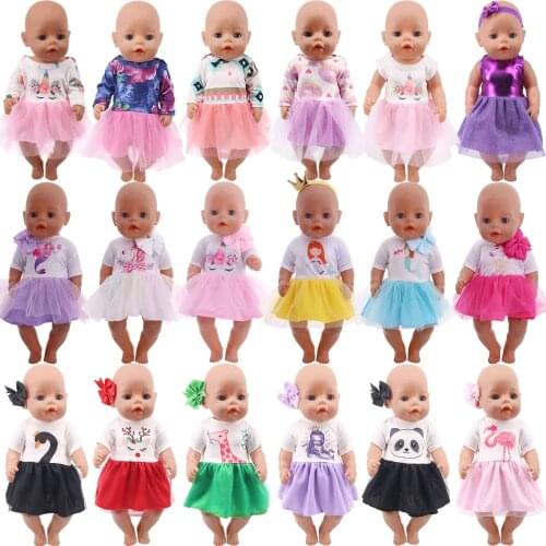 Doll Clothes Veil Multicolor Floral Print Dress For 18 Inch American Doll Girls 43 Cm New Born Baby Our Generation Baby Clothes