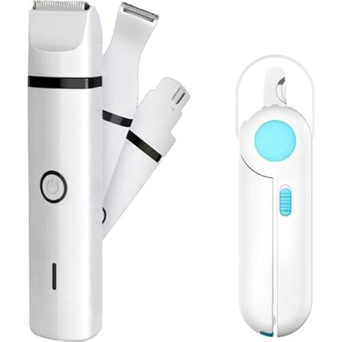Free Gift 3-in-1 Pet Nail Grinder Kit By USB Charged Painless Mute For Dog Cat Paws Hair Care Pet Grooming Kit Hair Trimmer Tool