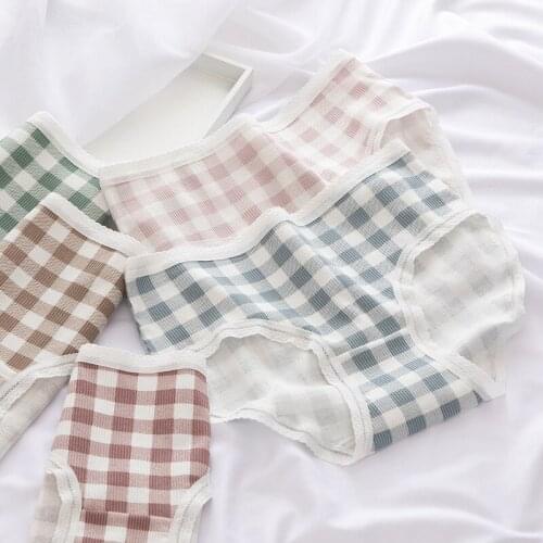 Fashion Lattice Cute Underwear Plus Size Kawaii Seamless Lace Panties Soft Breathable Physiological Briefs Girls Lingerie New