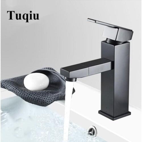 New Square Black Bathroom sink Faucet Brass Basin Mixer Bathroom Rotation spout Tap Bathroom Sink Basin Mixer Tap