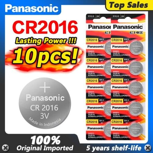 Panasonic 10pcs CR2016 BR2016 DL2016 LM2016 KCR2016 ECR2016 button 3v battery control toy car lithium battery watch computer
