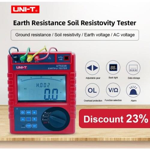 UNI-T UT523A Earth Resistance Soil Resistivity Tester Ohm meter Earth resistance voltage tester Interference test Data storage