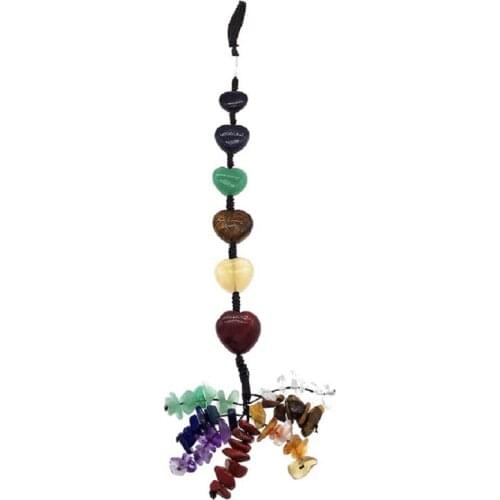 Natural crystal love car pendant hand-woven stone car rearview mirror hanging girl gift home decoration car accessories interior