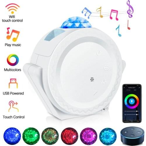 Starry Sky Projector Smart Voice Music Control Colorful Star Moon Night Light Projector Galaxy Ocean Nebula Lamp For Kid Gifts