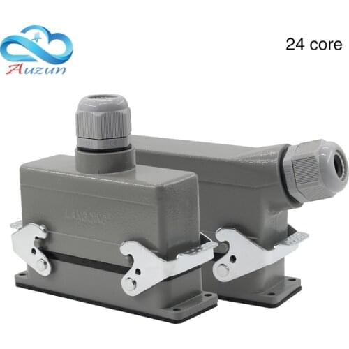Rectangular H24B - HE - 024-1 heavy duty connectors 24 pin line 16 a500v screw feet of aviation plug on the side