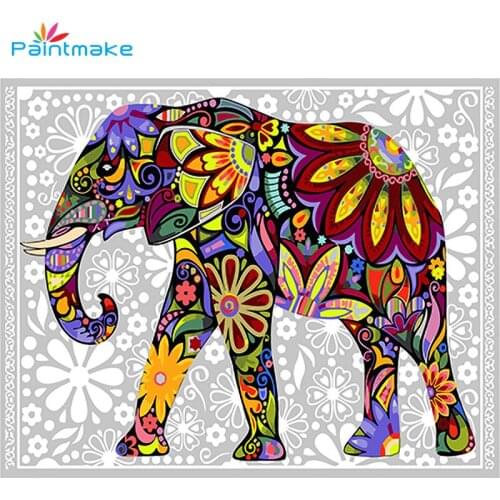 Paintmake Animal DIY Paint By Numbers for Kids Adult Oil Painting On Canvas Elephant Home Wall Decoration Art Paintings