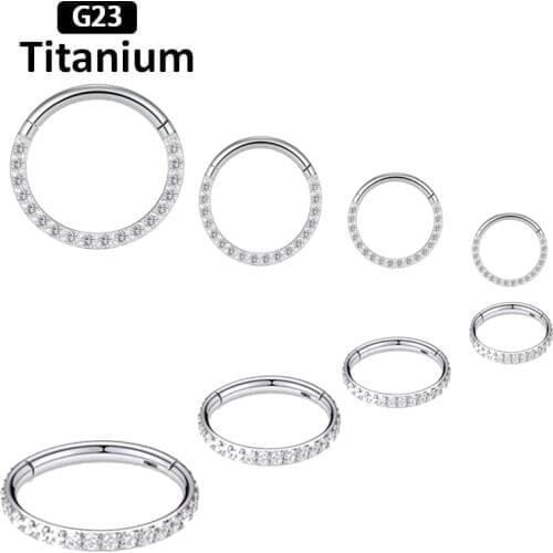 1PS New G23 Titanium High quality Zircon stone hight Segment Rings Open Small Septum Piercing Nose Earrings body piercing