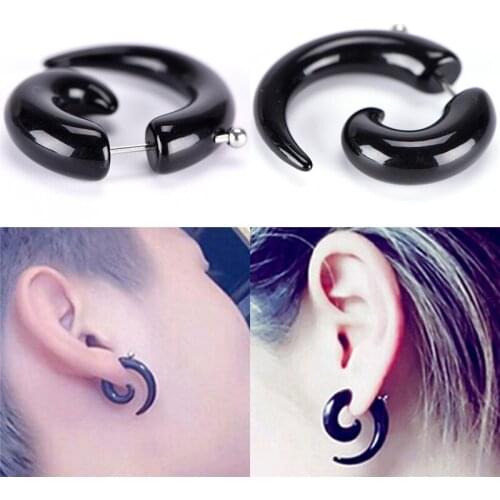 Personality Punk Acrylic Black Snail Shape Earrings For Men / Women Rock Party Jewelry