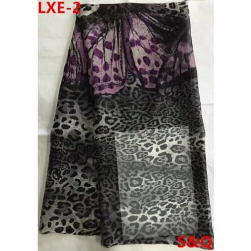 High quality 2018popular 5yard african 100% silk chiffon lace fabric for lady dress stretch high-class printed silk fabric LXE-2