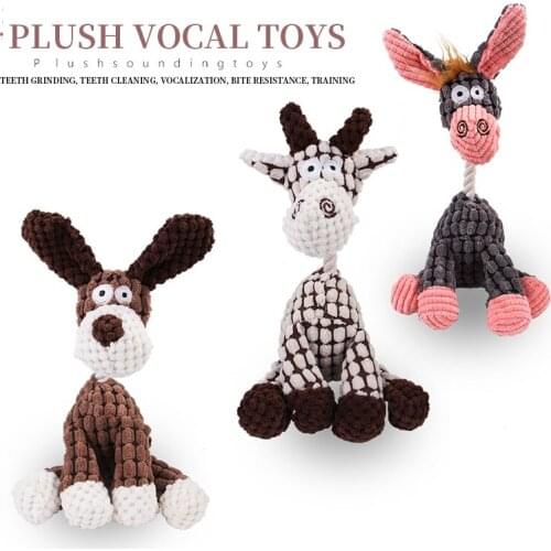 Fun Pet Toy Donkey Shaped Corduroy Chew Toy for Dog Plush Pet Puppy Squeaky Chew Bite Resistant Toy Pet Accessories Supplies