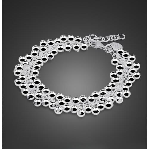 Fashion Bohemia 100% 925 Sterling Silver Bracelet For Woman Solid Silver Girl Grape Beads Bracelets Lovely charm Female Jewelry