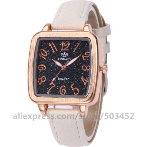 100pcs/lot RINNADY 919711 Regalos Para Square Shape Womens Watches Ladies Mujer Lady Leather Fashion Reloj Para Mujer