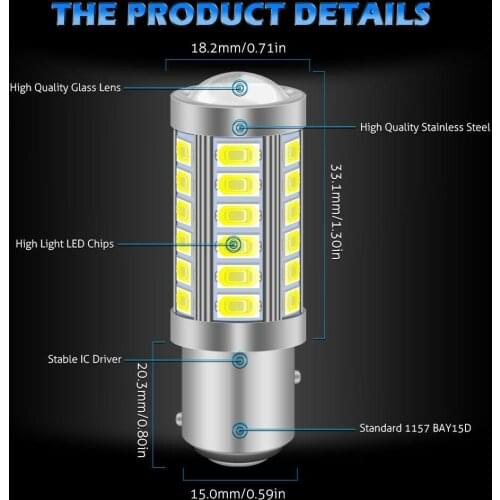 12V Bulbs 2pcs singal brake Car Tail Bulb Reverse 7 LIGHT 115 P21/5W STOP TAIL 33 SMD 5 W Accessories BRAKE led canbus