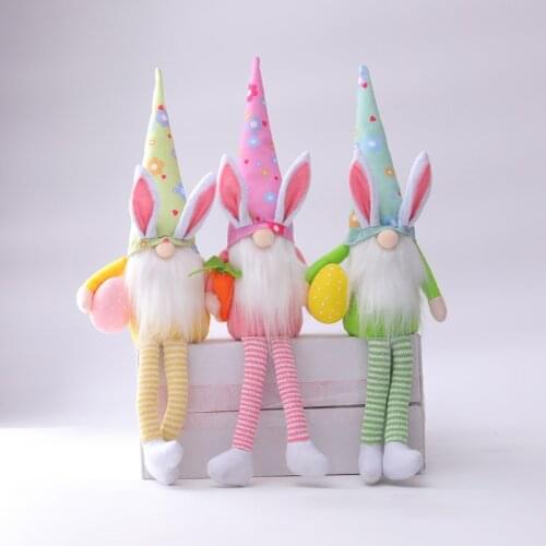 2021 Easter Bunny Long Leggs Gnomes Handmade Swedish Tomte Rabbit Plush Toys Doll Ornaments Spring Gifts Home Party Decoration