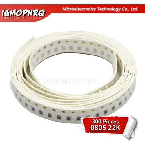 300PCS 0805 SMD Resistor 5% 22K ohm 1/8W 223