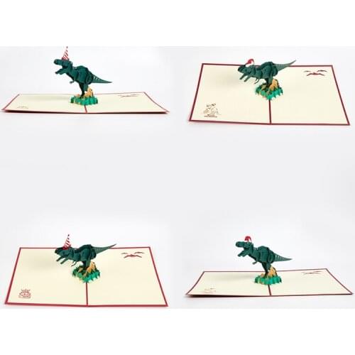 3D Dinosaur Happy Birthday Card Tyrannosaurus Card Kid Funny Greeting Cards Dinosaurs Birthday Cards Handmade Papercraft