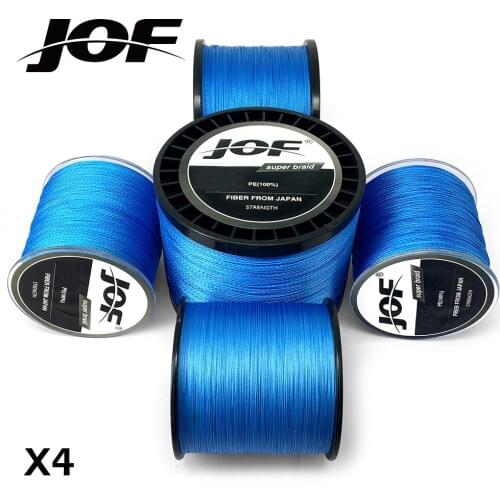 4 Strands 100M 300M 500M 1000M PE Blue JOF Braided Fishing Line Saltwater Weave Extreme SuperPower