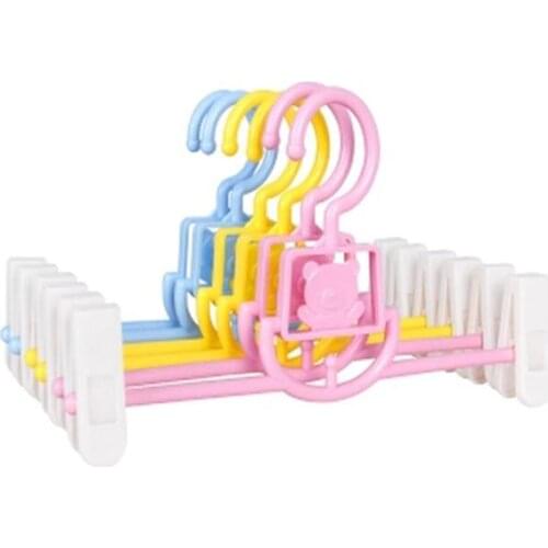 5pcs/lot 27cm Childrens trousers rack Baby clothes rack Childs coat hanger Multi-functional cartoon pants hanger pants hang